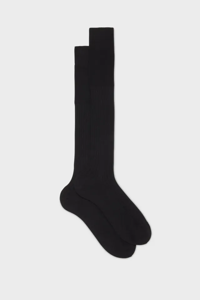 Bresciani Luxury Quirinale herresokker sort cashmere silke