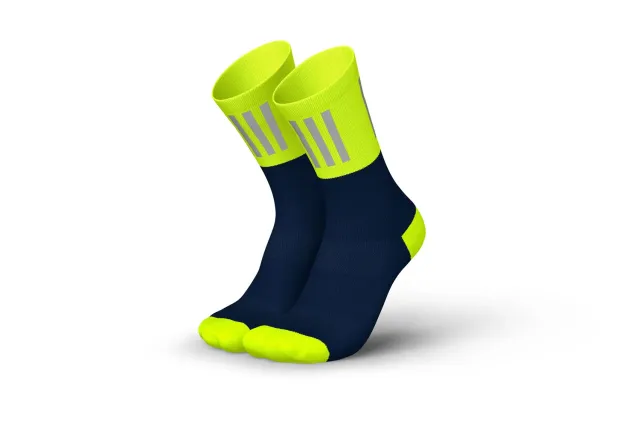 Incylence High-Viz V3 løbestrømper blå-gul 39-42 reflekterende
