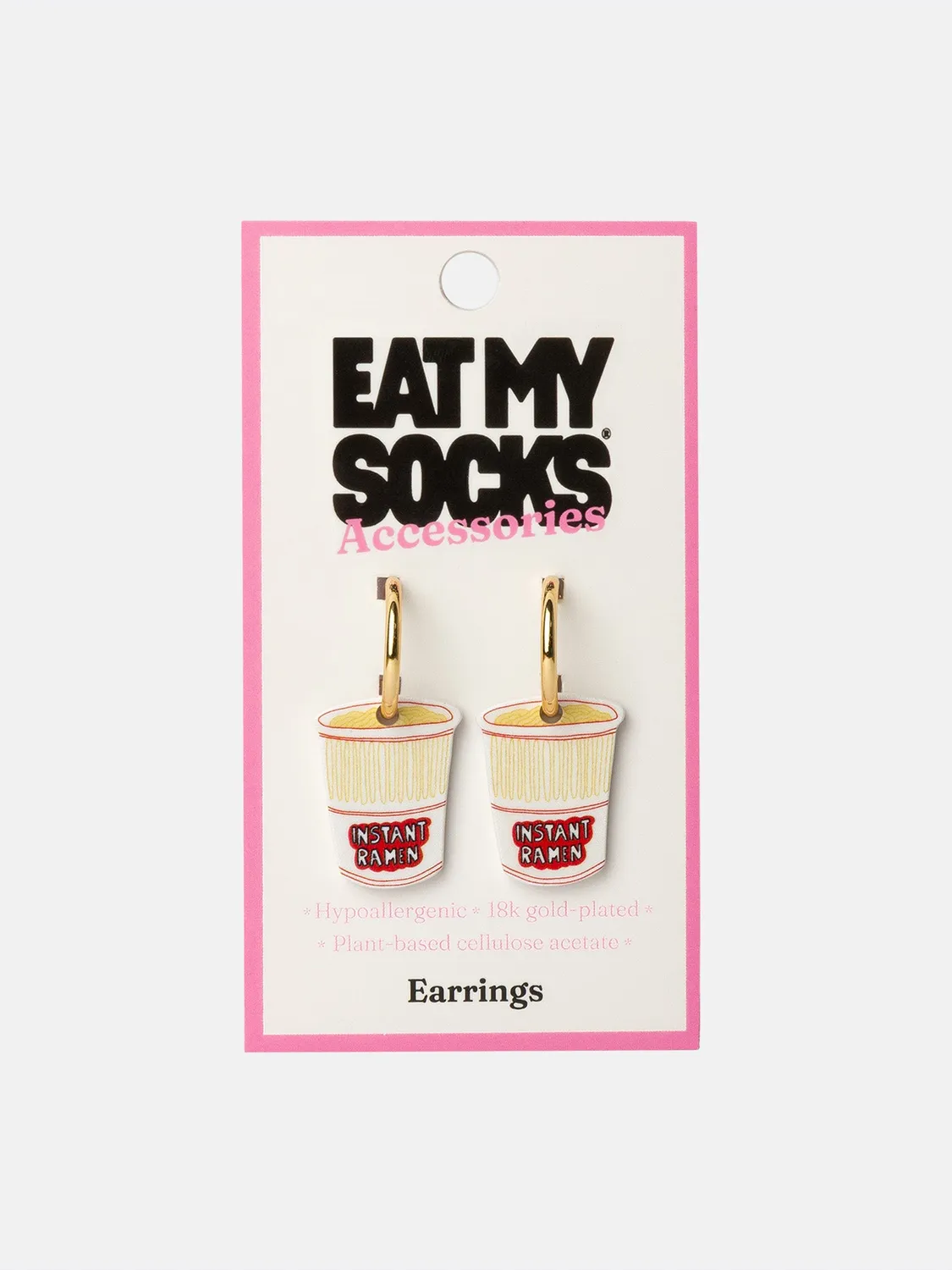 Eat My Socks Instant Ramen øreringe forgyldt