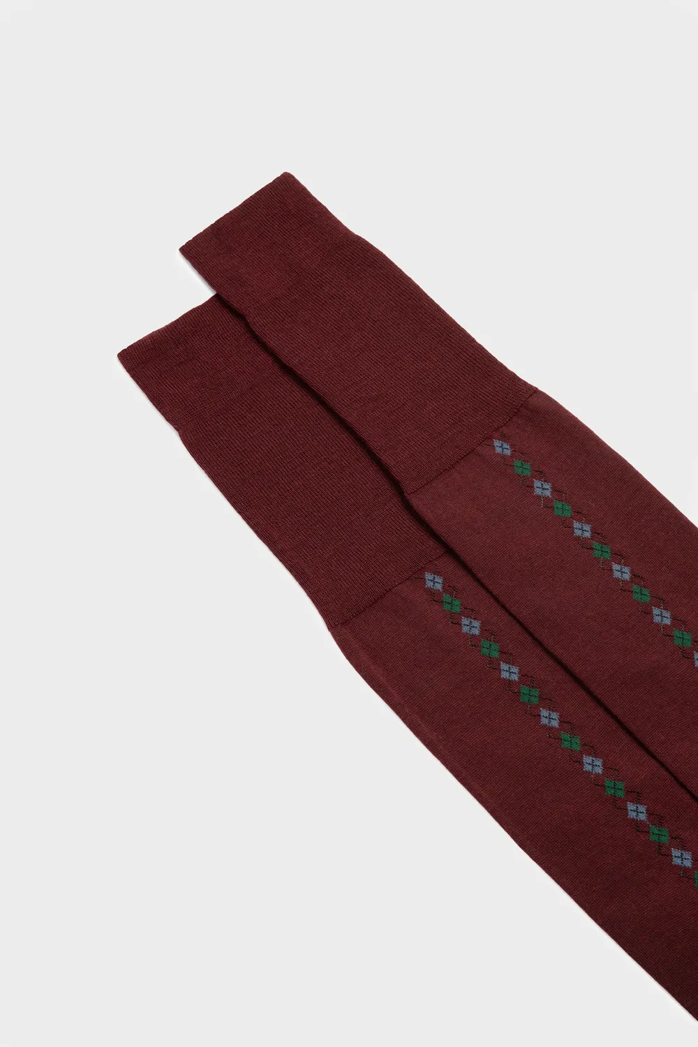 Bresciani Elio uldstrømper bordeaux argyle moderne