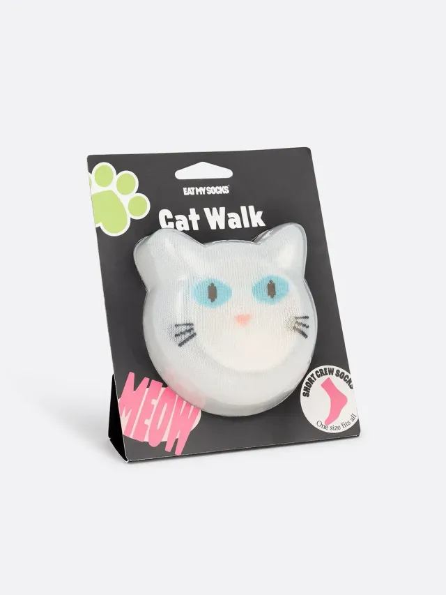 Eat My Socks Cat Walk White sokker kat