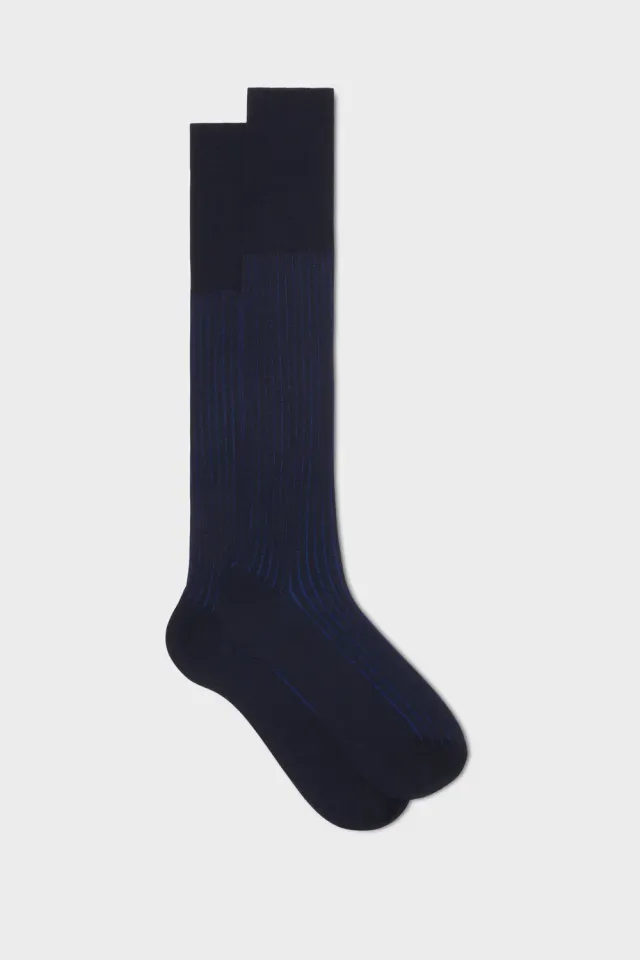 Bresciani Pietro strømper navy uld bomuld