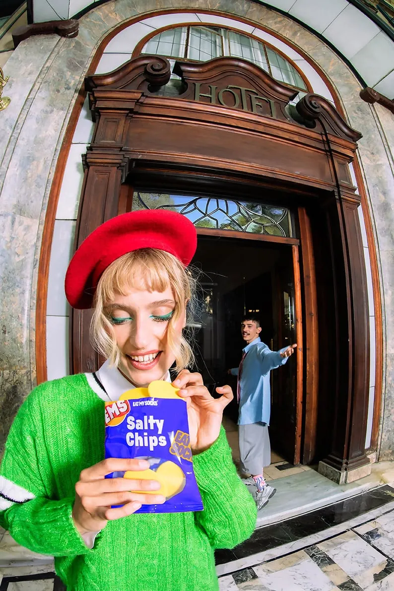 Eat My Socks Salty Chips Blue sokker chipspose