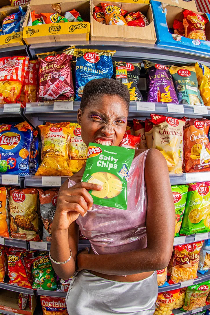 Eat My Socks Salty Chips Green strømper sjove