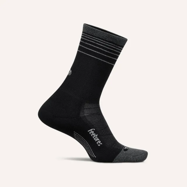 Feetures Elite Light Cushion Reflective Mini Crew løbestrømper Black synlig