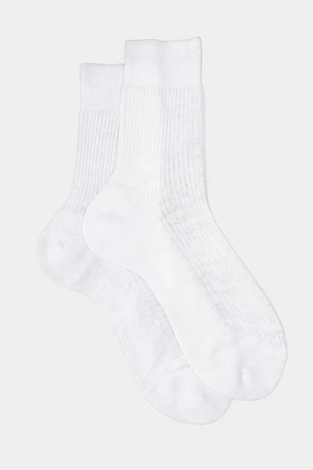 Bresciani Sara hørstrømper off white dame ribstrik
