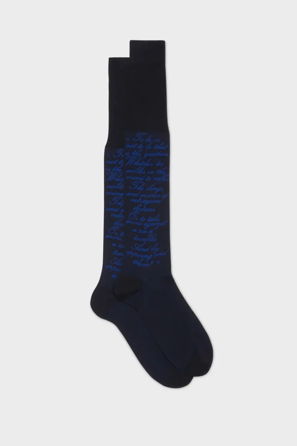 Bresciani Icon Art Amleto strømper navy Shakespeare-bomuld