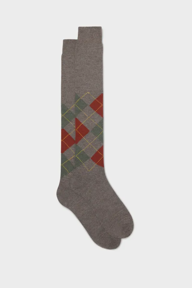Bresciani Lapo strømper brun uld tern