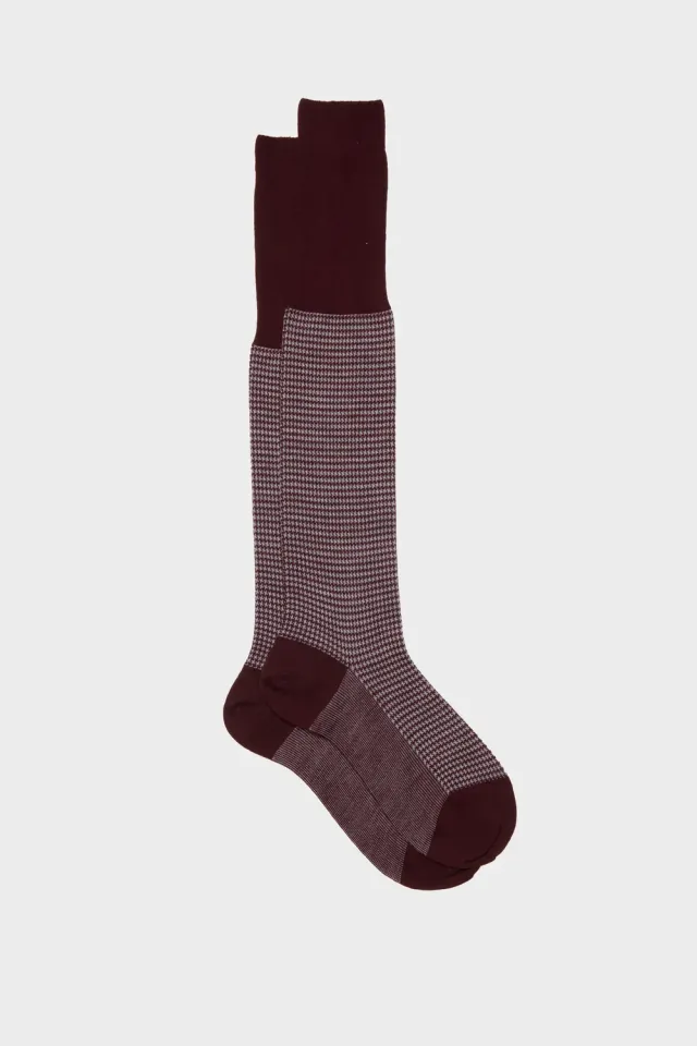 Bresciani Essentials Carlo strømper burgundy-silver uld