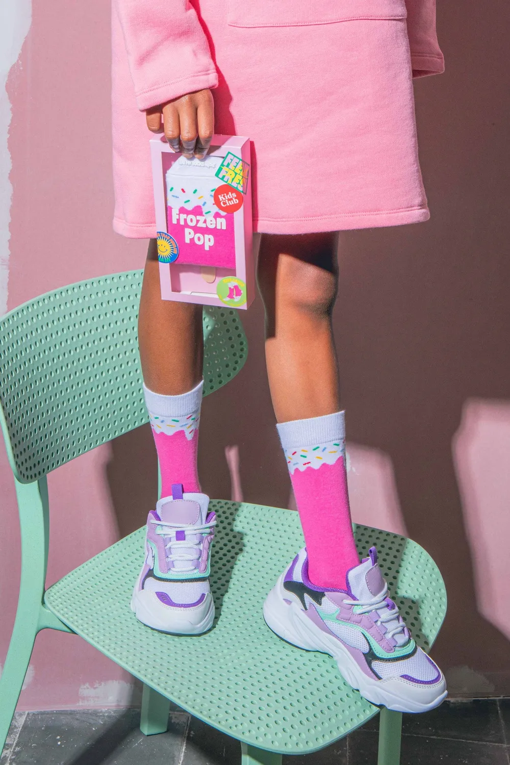 Eat My Socks Frozen Pop Strawberry børnesokker i bomuld