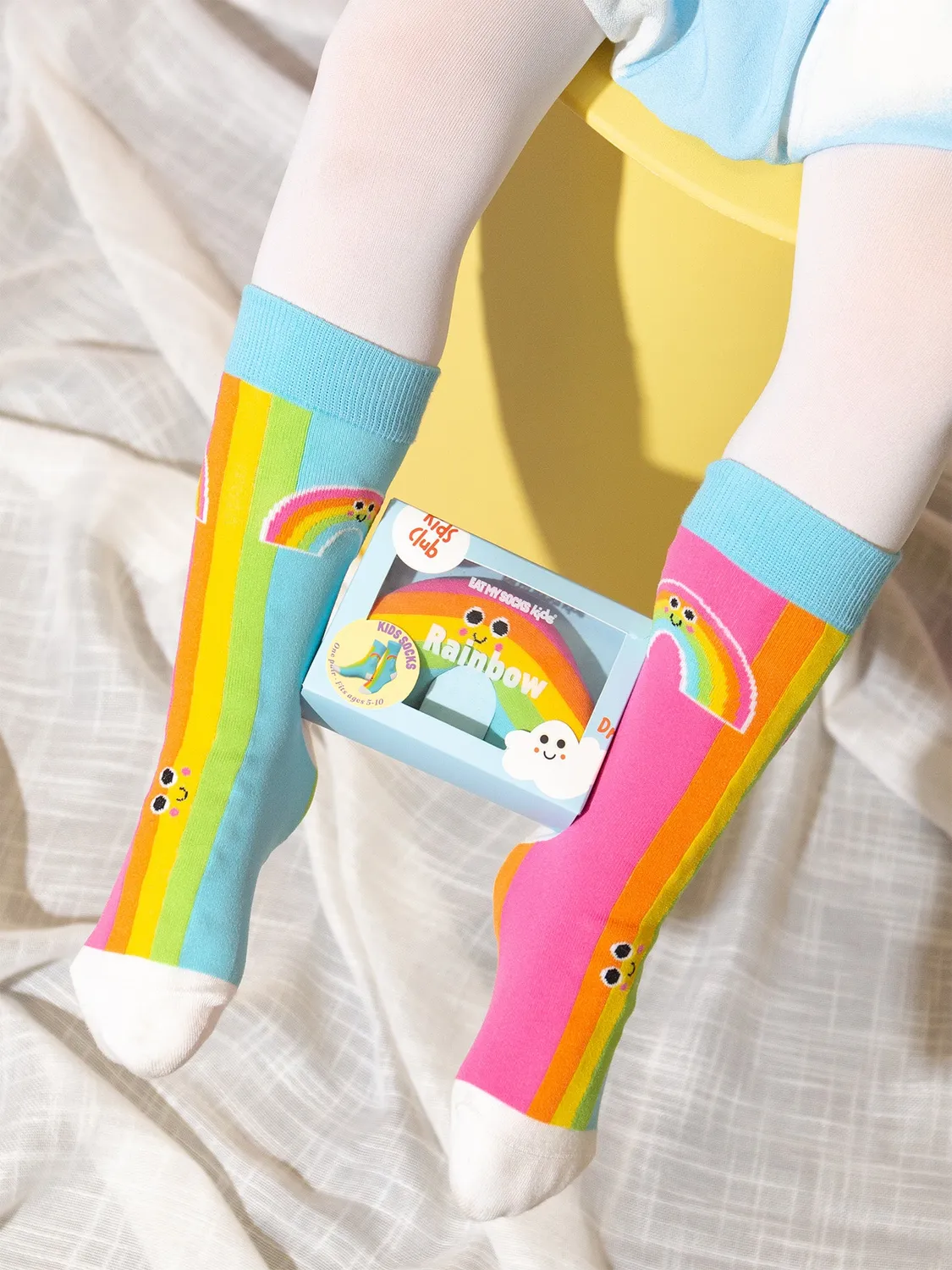 Eat My Socks Rainbow børnestrømper 1 par kulørte