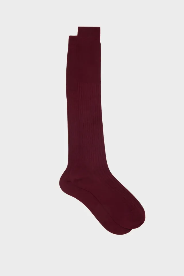 Bresciani Luxury Quirinale herre strømper bordeaux cashmere 1 par