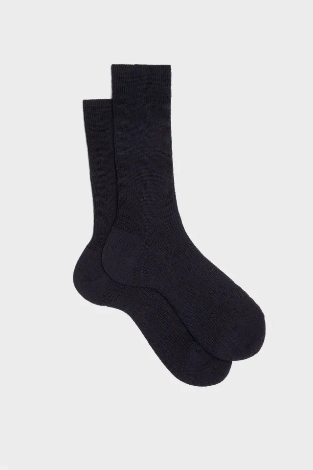 Bresciani Michela uldstrømper blå - merino rib