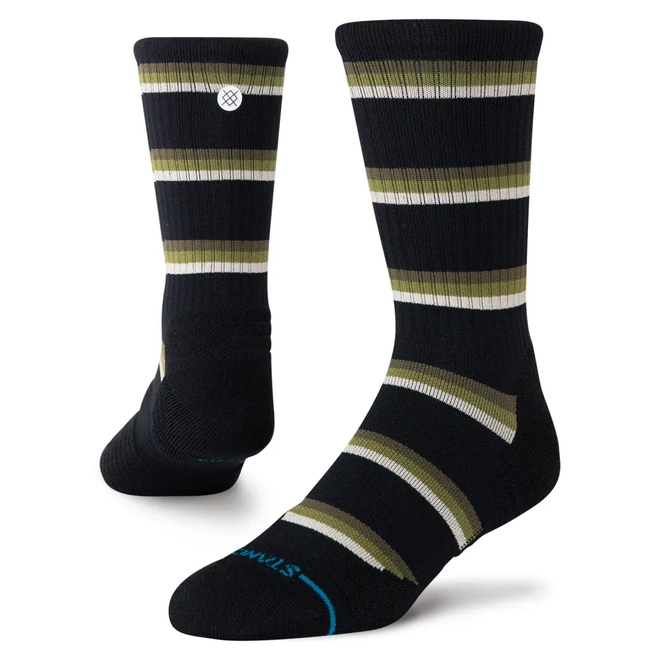 Stance Multistripe Mid Ribbed Crew strømper sort åndbar