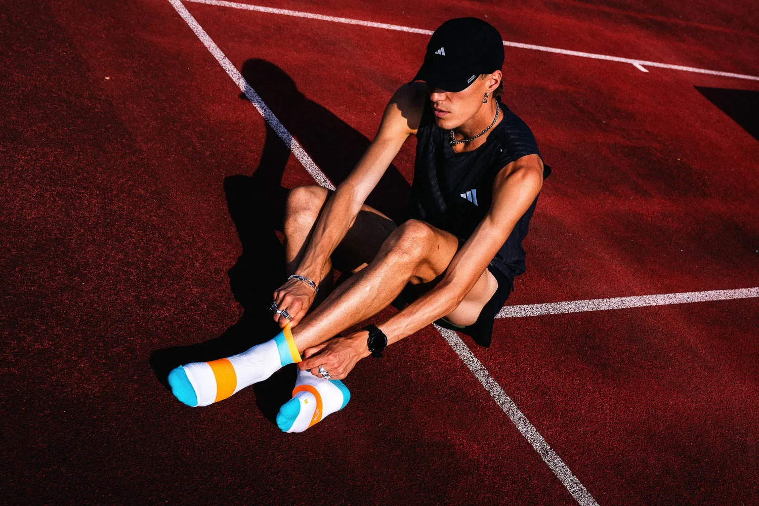 Incylence Running Bands Short løbestrømper cyan orange åndbar