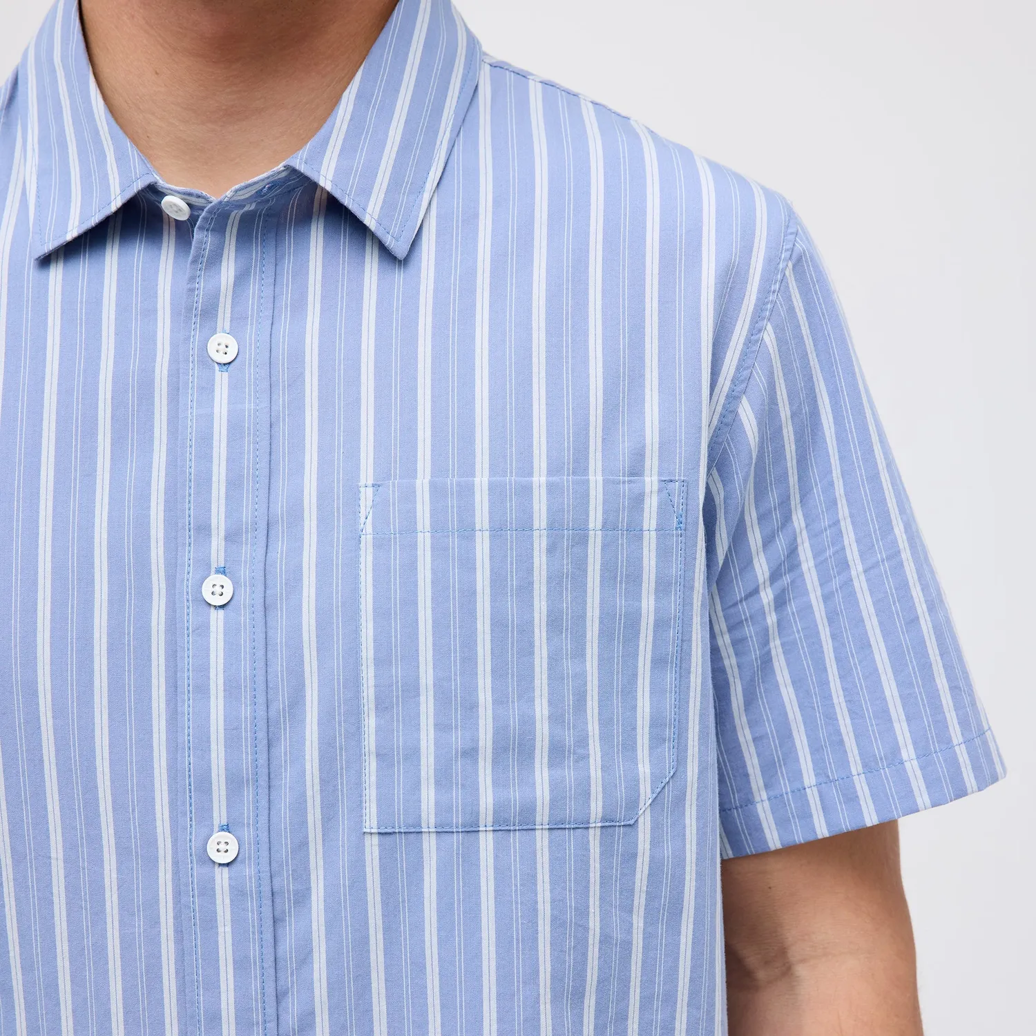Stance Bales Button Up skjorte stone blue økologisk bomuld