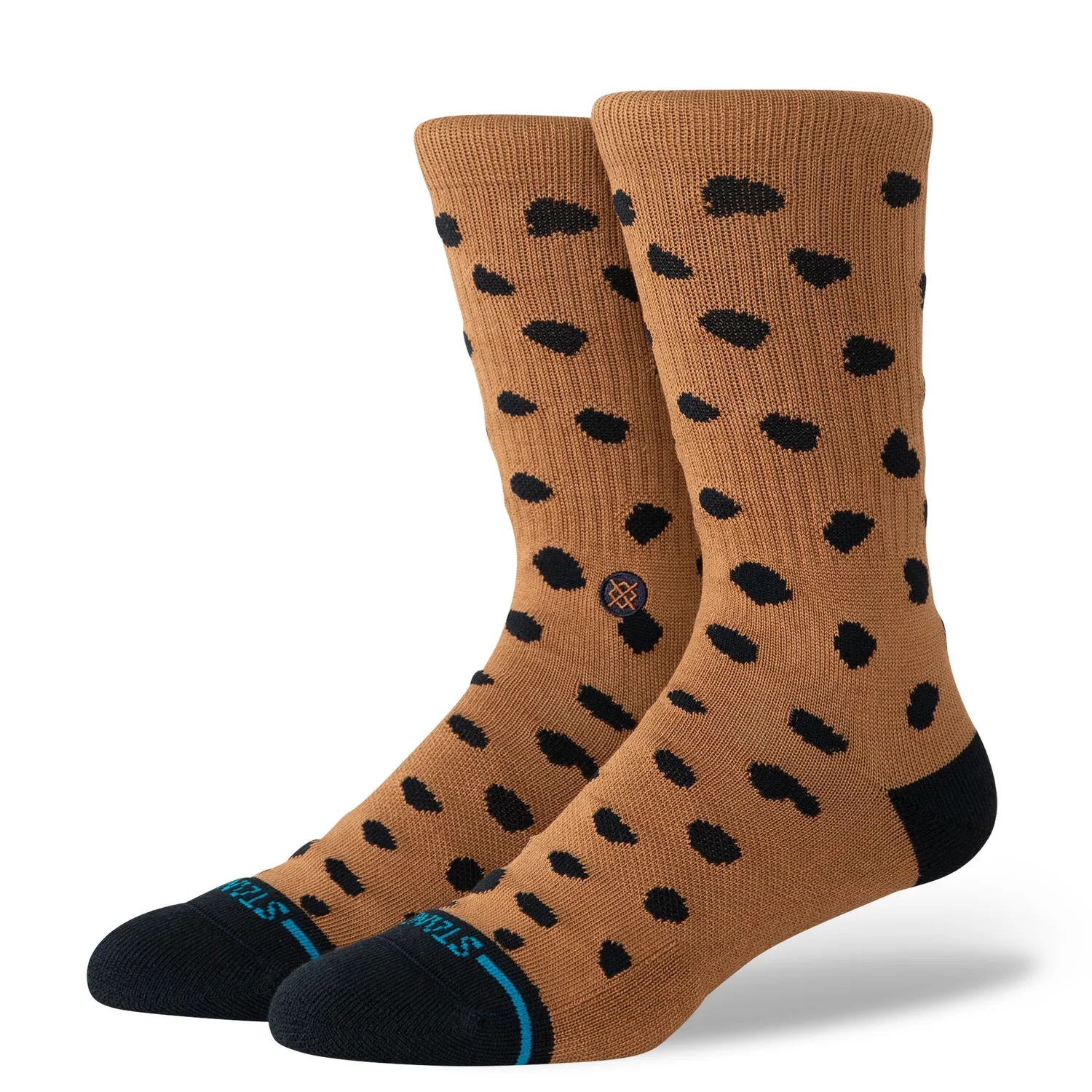 Stance Leopard Crew sokker brun bomuld