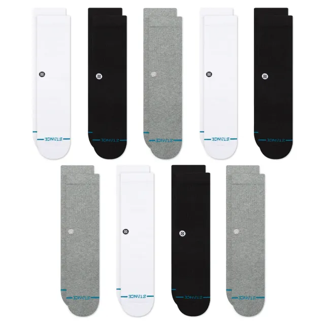 Stance Icon crewsokker sort 9-pak bomuld