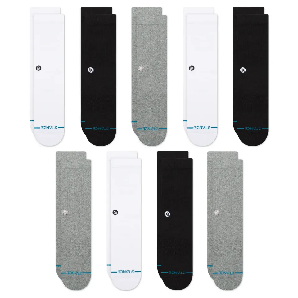 Stance Icon crewsokker sort 9-pak bomuld