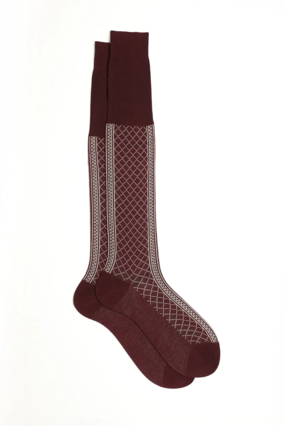 Bresciani Mosaico strømper burgundy bomuld