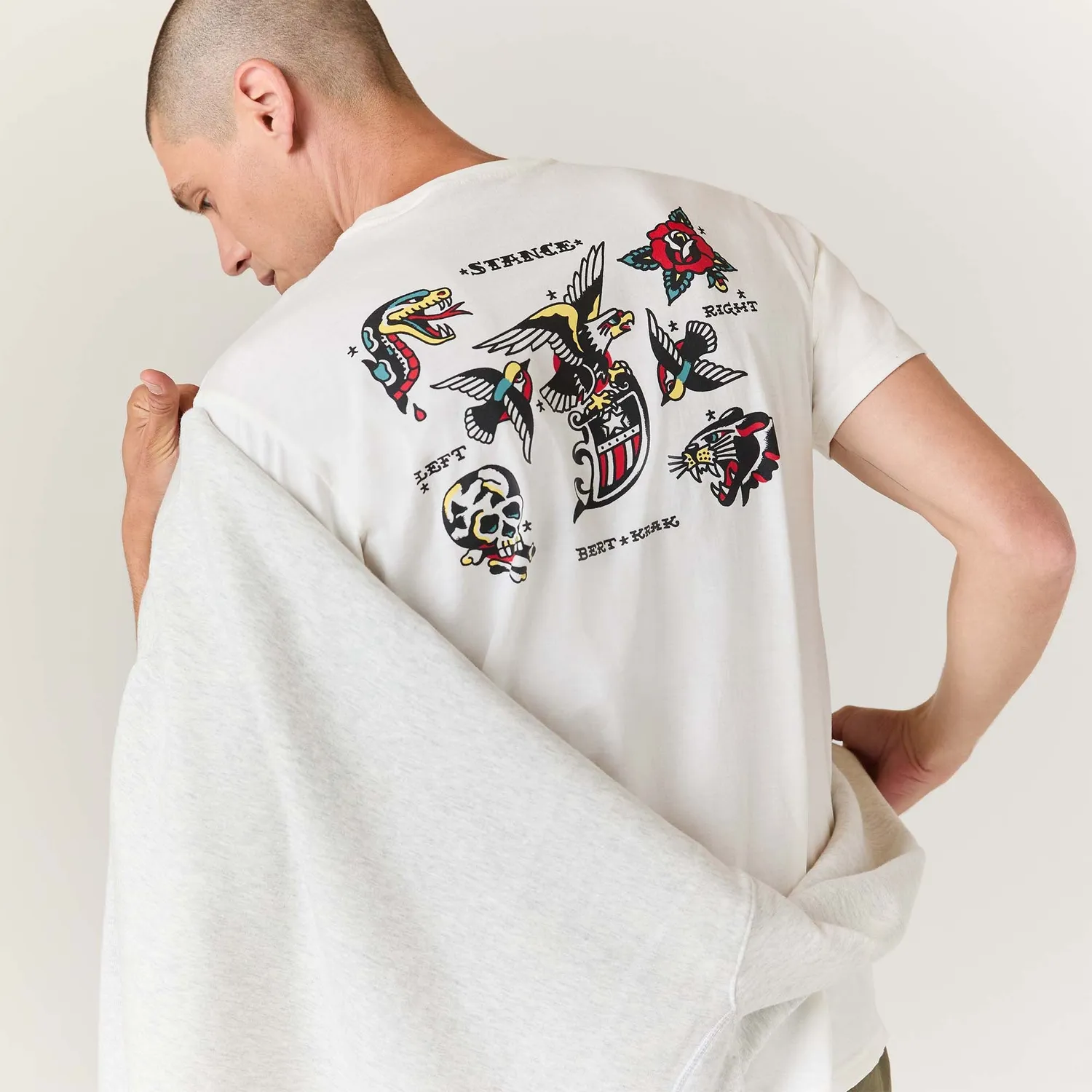 Stance Bert Krak Flash T-shirt creme bomuld