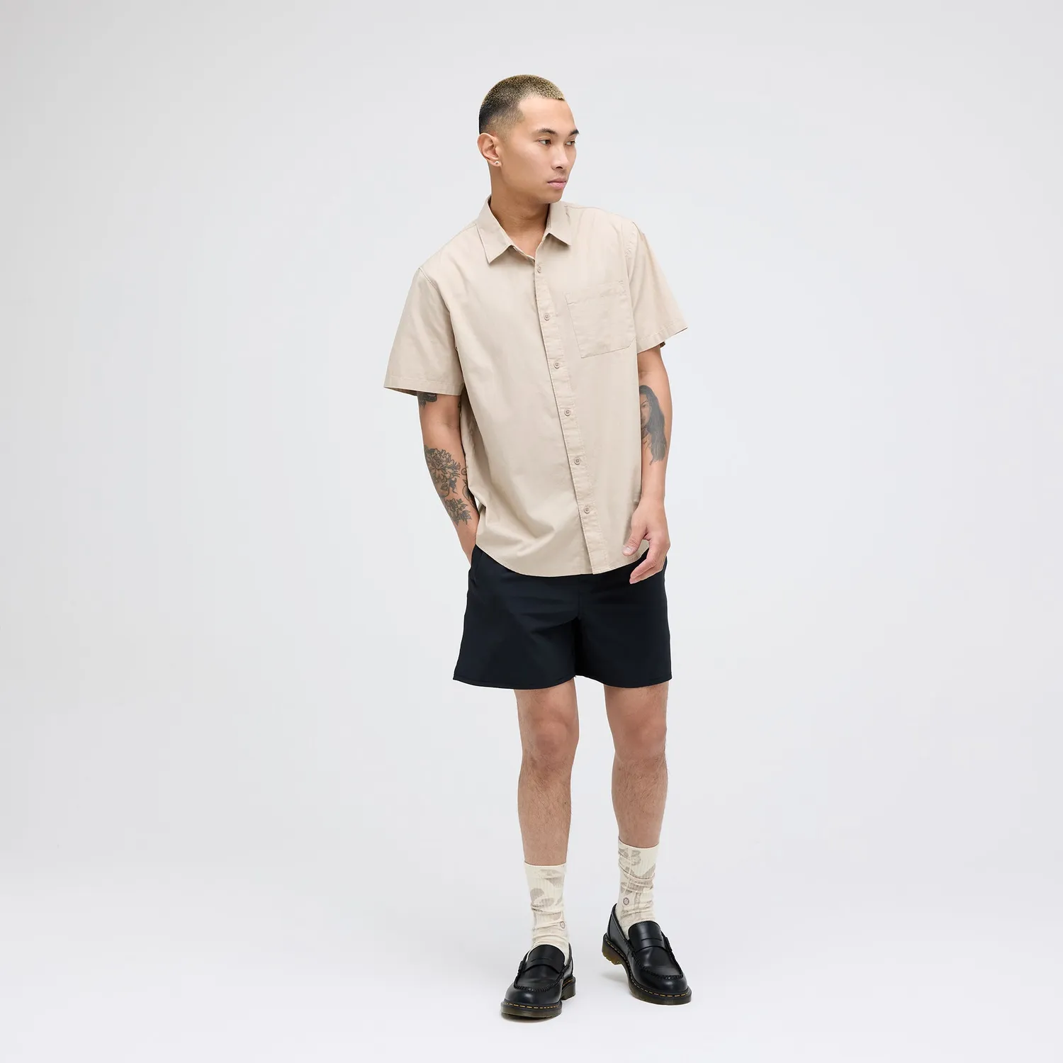 Stance Bales Button Up t-shirt string grey økologisk