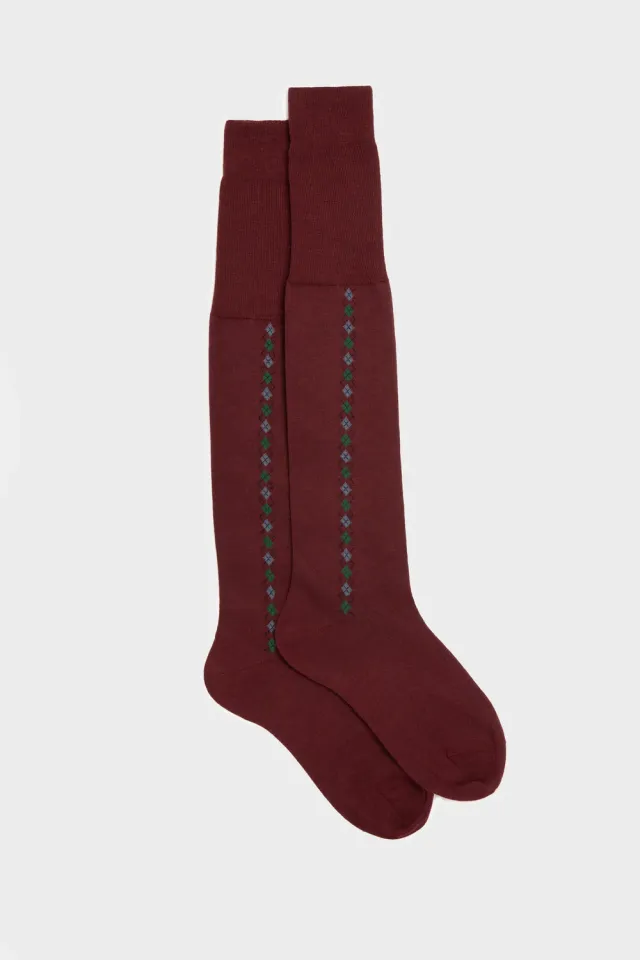 Bresciani Elio uldstrømper bordeaux argyle moderne