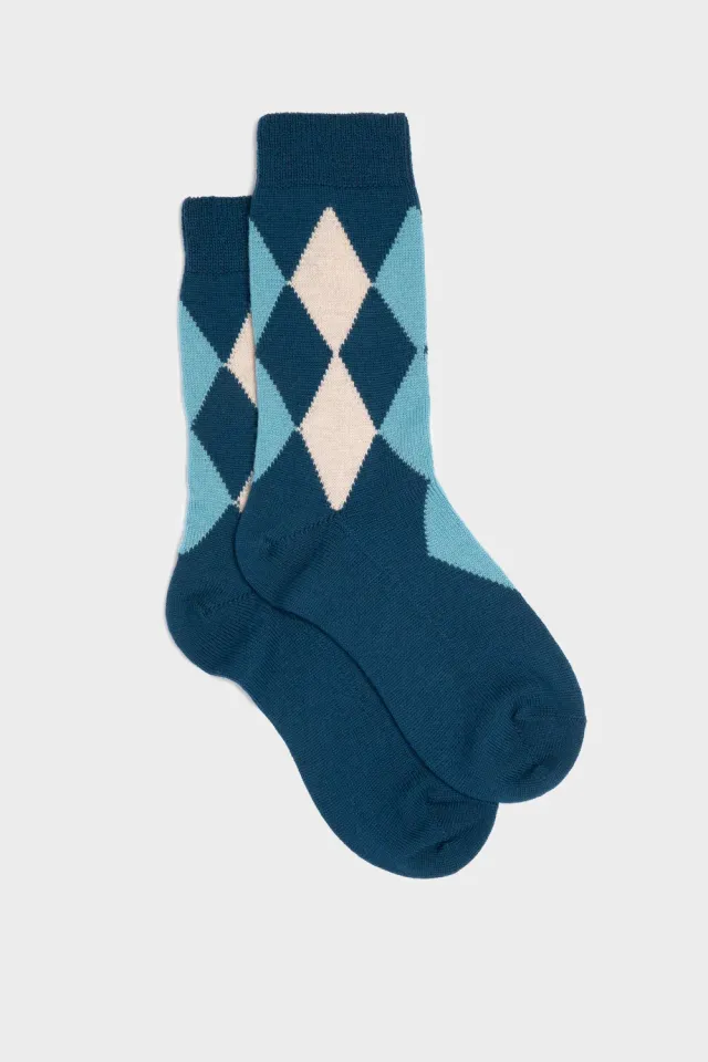 Bresciani Carla strømper light-blue uld argyle