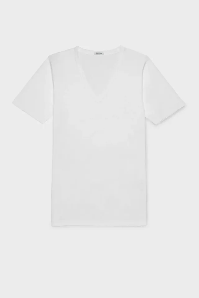 Bresciani Scollo V t-shirt hvid bomuld kort ærme