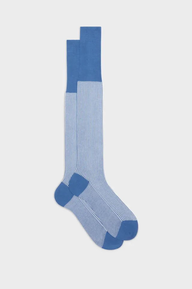 Bresciani Essentials Enea sokker cornflower-hvid bomuld 1 par