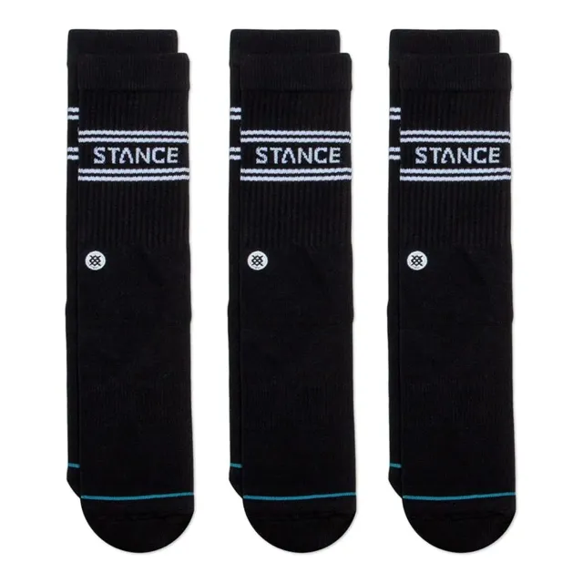 Stance Basic Crew strømper 3 par sort bomuld