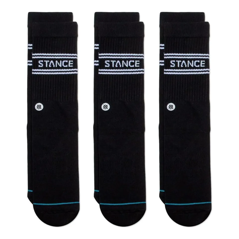 Stance Basic Crew strømper 3 par sort bomuld