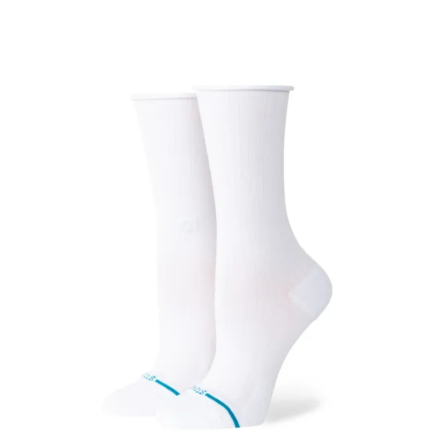 Stance Rolled Solid crew-sokker hvid let polstring
