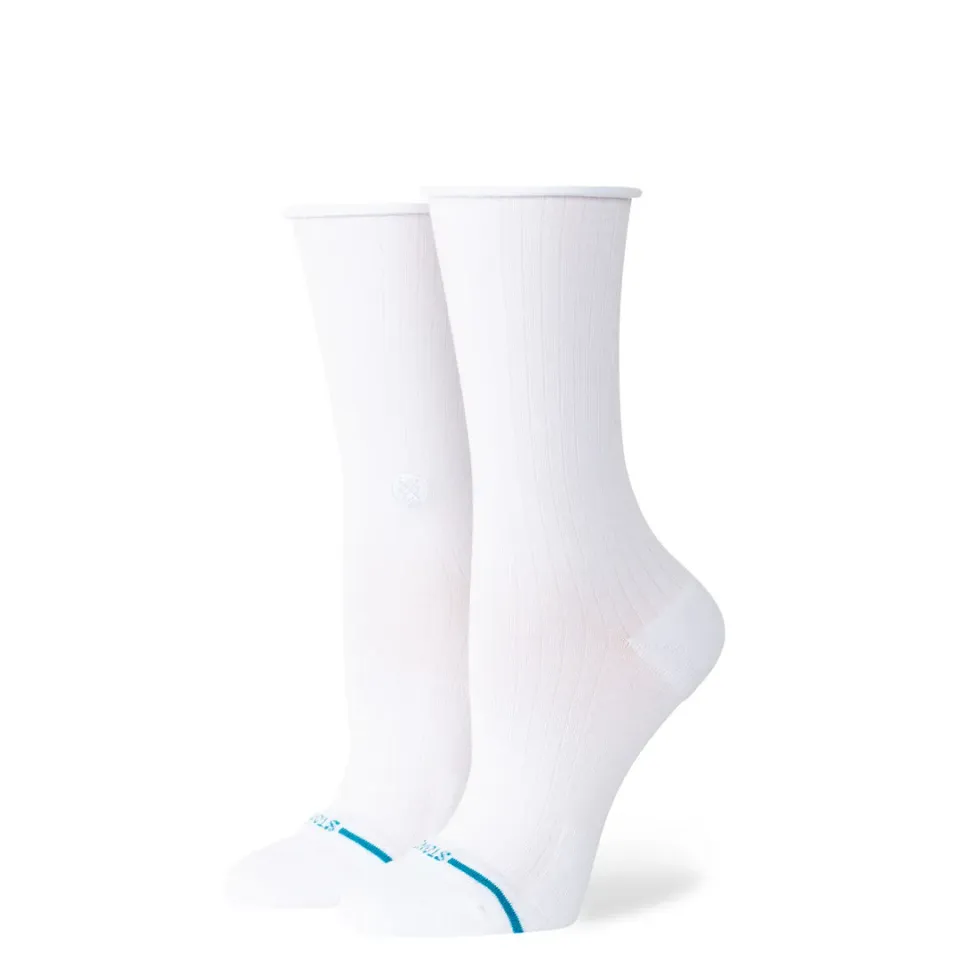 Stance Rolled Solid crew-sokker hvid let polstring