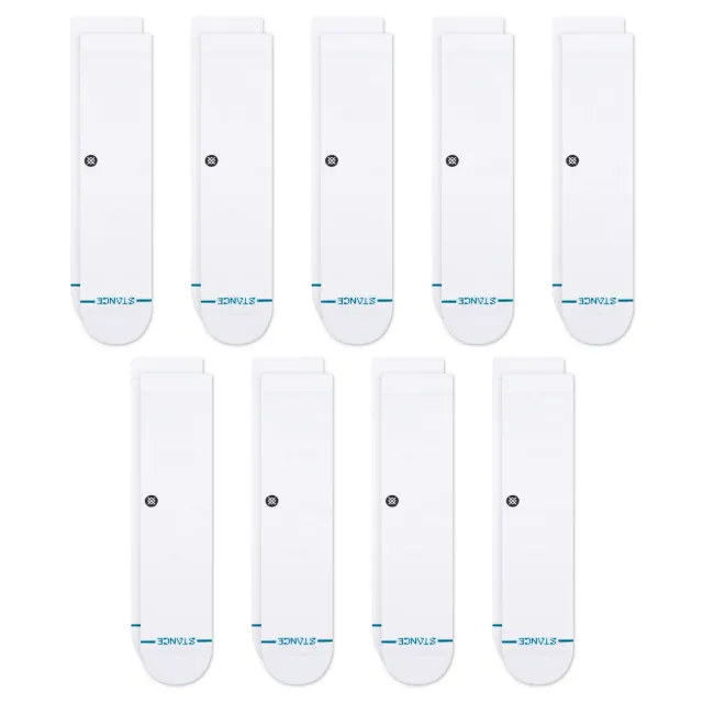 Stance Icon Crew sokker 9-pak sort bomuld