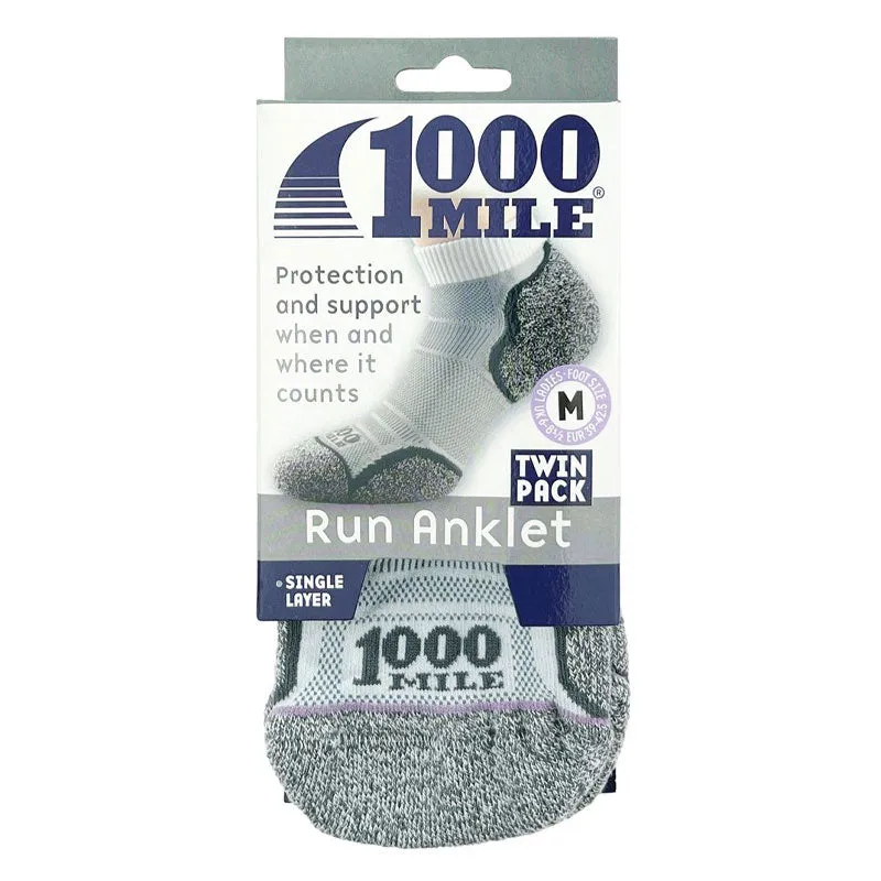 1000 Mile Run Anklet 2261 ankelstrømper hvid 2-pak M