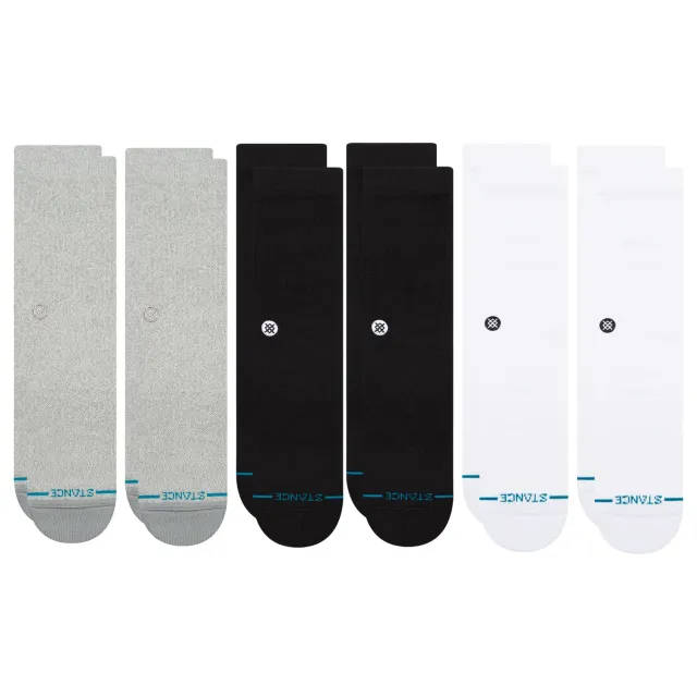 Stance Icon Crew sokker hvide 6-pak bomuld klassiske
