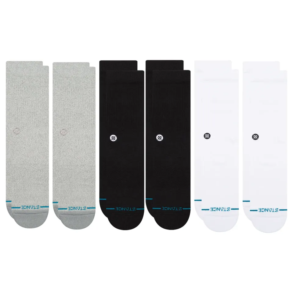Stance Icon Crew sokker hvide 6-pak bomuld klassiske