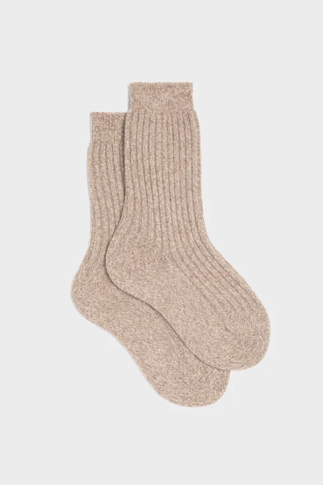 Bresciani Patrizia strømper sand uld cashmere dame