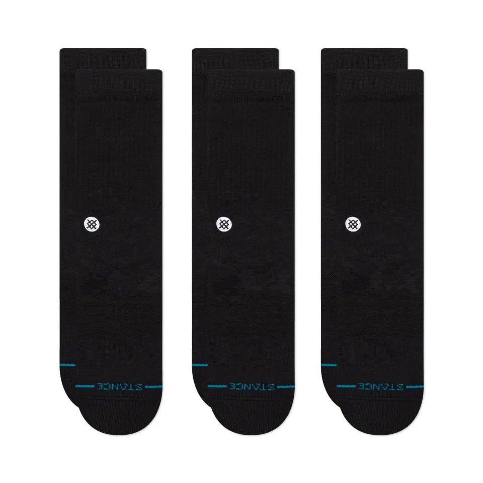 Stance Icon Crew strømper 3-pak sorte bomuld