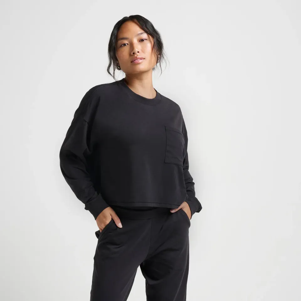 Stance Lay Low Boxy langærmet t-shirt sort dame
