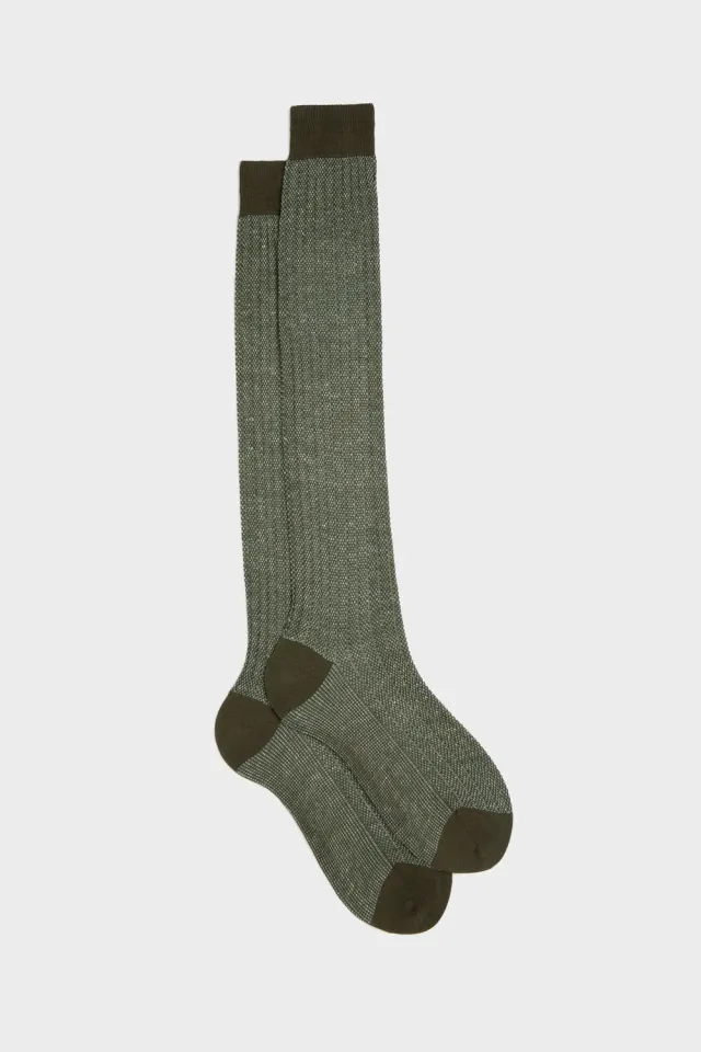 Bresciani Essentials Michele strømper grøn bomuld-hør