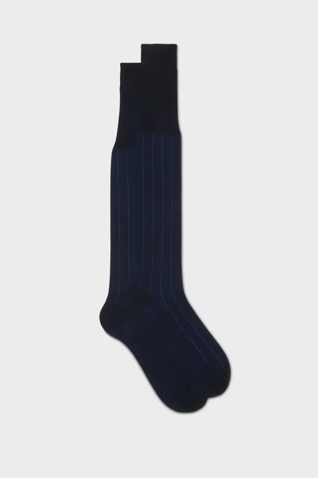 Bresciani Essentials Leone strømper navy royal bomuld