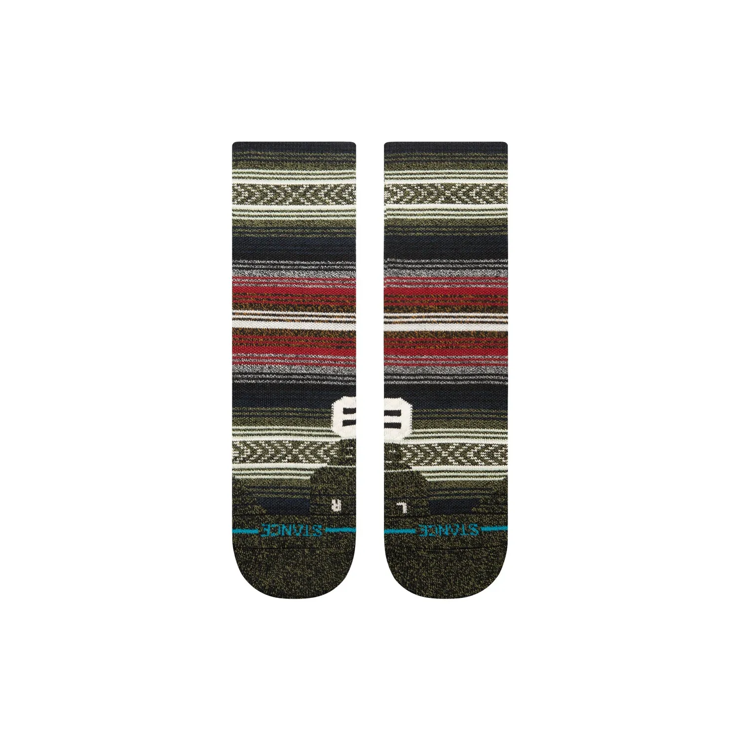 Stance Mid Wool Crew vandrestrømper sort rød uld