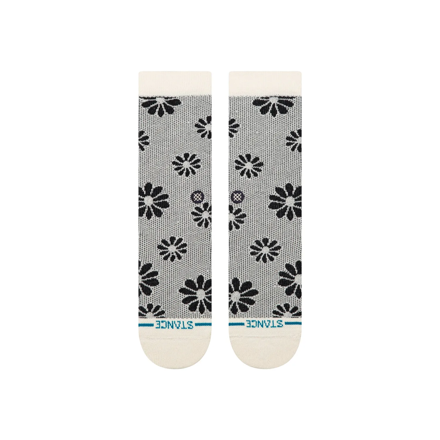 Stance Floral Stitch Crew strømper elfenben bomuld