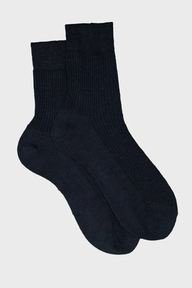 Bresciani Sara damesokker navy hør rib