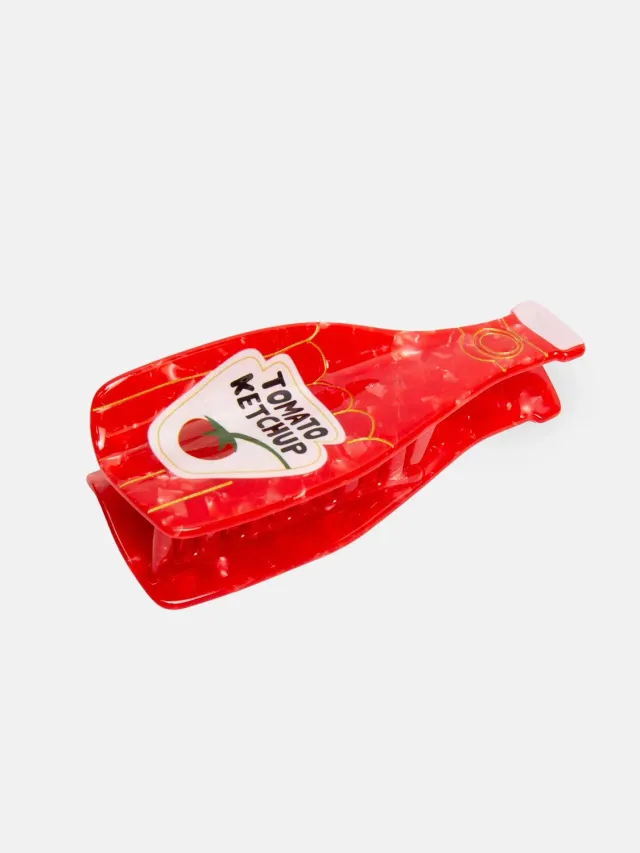 Eat My Socks Ketchup hårklemme i acetat med stærkt greb