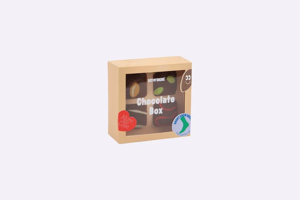 Eat My Socks Chocolate Box sokker gaveæske blød bomuld