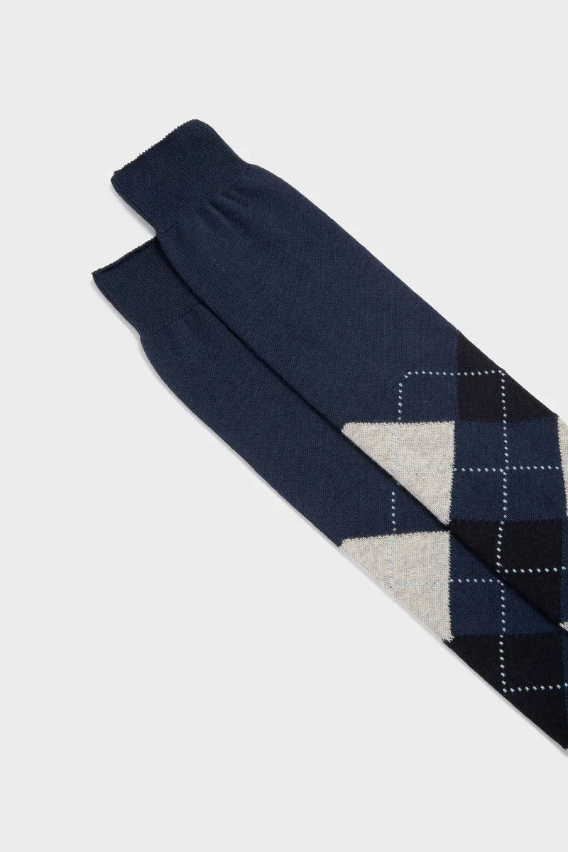 Bresciani Luca strømper blåette bomuld argyle