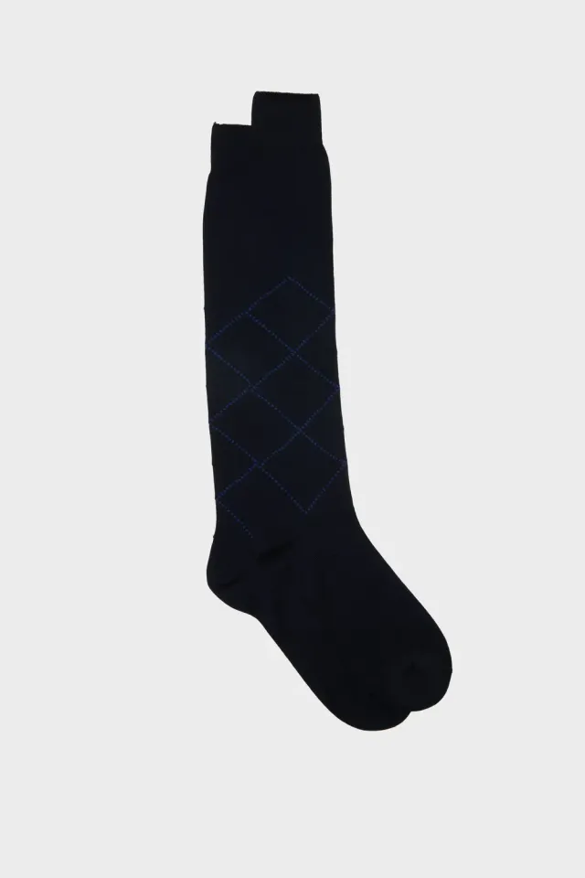 Bresciani Essentials Nevio herresokker blå argyle bomuld